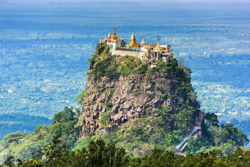 波旁山,缅甸,山,曼德勒,卡拉特,伊洛瓦底江,自然,修道院,水平画幅,无人