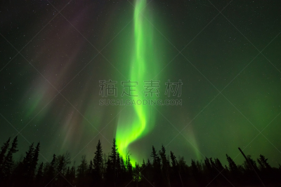 绿色,火,天空,西北特雷托里,水平画幅,夜晚,耶洛奈夫,无人,九月,北极光