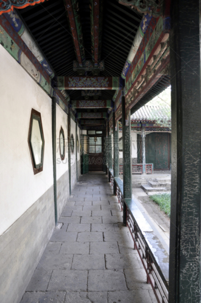 颐和园,北京,中国,庭院,清朝,垂直画幅,瓦,旅游目的地,墙,建筑