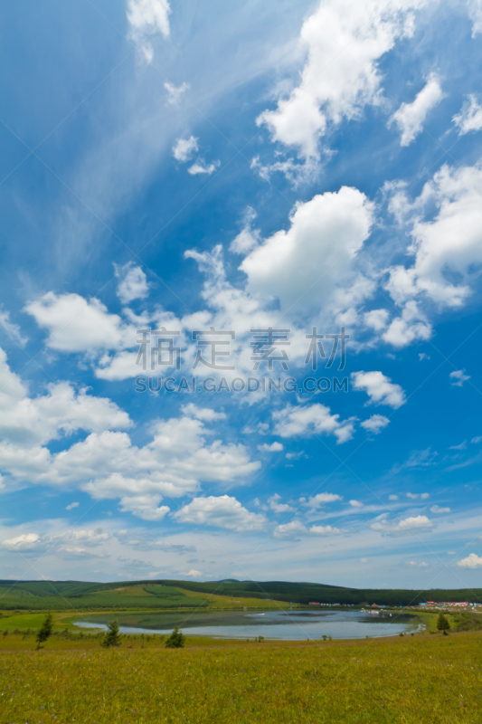 天空,湖,草,绿色,在下面,海洋,垂直画幅,水,美,风