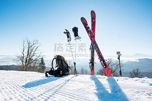 滑雪坡,冬季运动,生活方式,山,滑雪运动,滑雪雪橇,背包,设备用品,在上面,旅行