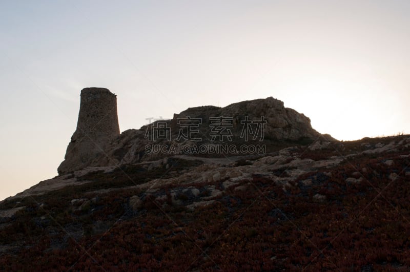 石材,岛,红色,塔,科西嘉,斯德岛,热那亚人,家具,垃圾填埋场,日落