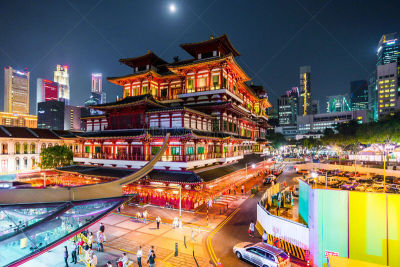 新加坡,佛,古代,寺庙,贞德,灵性,建筑,无人,城市天际线