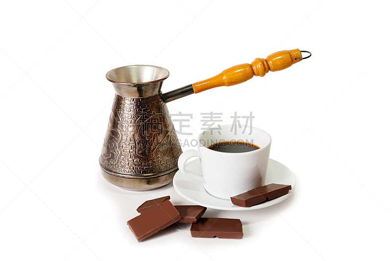 咖啡,白色,咖啡壶,巧克力,分离着色,褐色,芳香的,水平画幅,无人,饮料