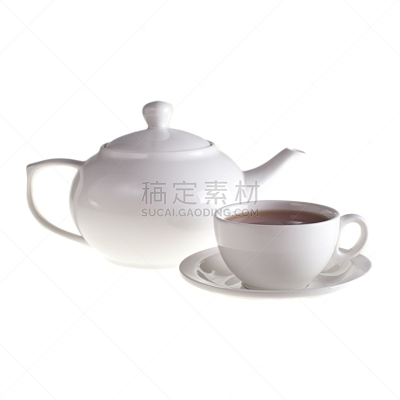 茶,茶壶,早餐,无人,茶杯,背景分离,饮料,方形画幅,红茶,白色
