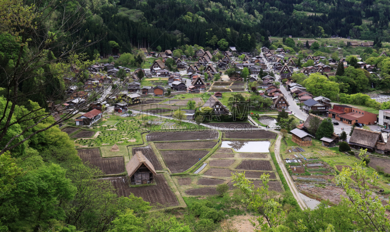 白川乡,在上面,大井町,反曲刀,五箇山,合掌屋,三重县,飞驒山脉,岐阜县,东海区