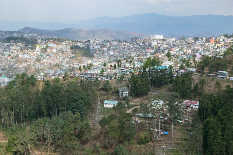 城镇景观,山,印度,科希马,水平画幅,无人,户外,都市风景,风景