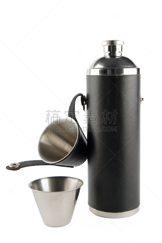 保温瓶,金属,杯,小的,钢铁,测量烧杯,小酒壶,个人随身用品,垂直画幅,留白
