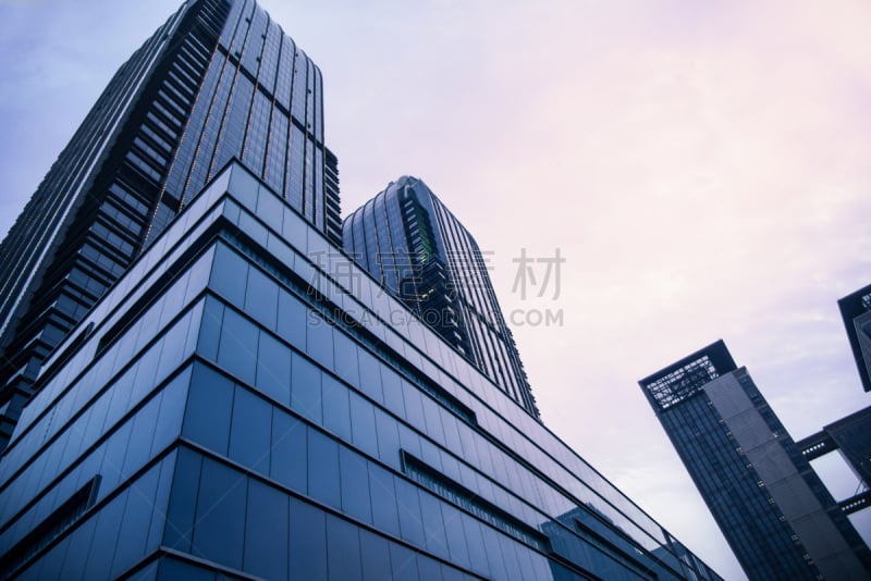 低视角,办公室,天空,未来,外立面,水平画幅,幕墙,光,特写,都市风景