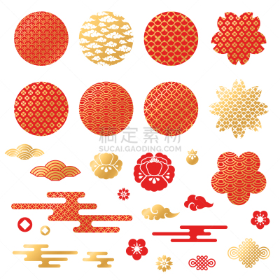云,华丽的,计算机图标,仅一朵花,花朵,青海波,和服,传统,金色,绘画插图