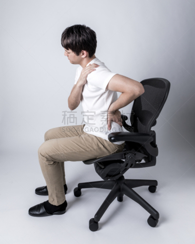 人的头部,痛苦,青年男人,下背部,椎间盘突出,颈部挥鞭样损伤,疝,抑制的,背痛,办公椅