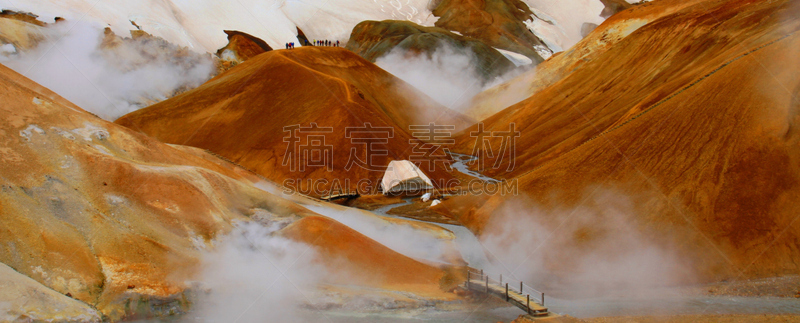 冰岛国,kerlingarfjoll（山脉）,公园,水,沟壑,水平画幅,雪,瀑布,无人,苔藓