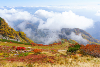 秋天,日本阿尔卑斯山脉,山,叶子,水平画幅,长野县,无人,日本,户外,徒步旅行