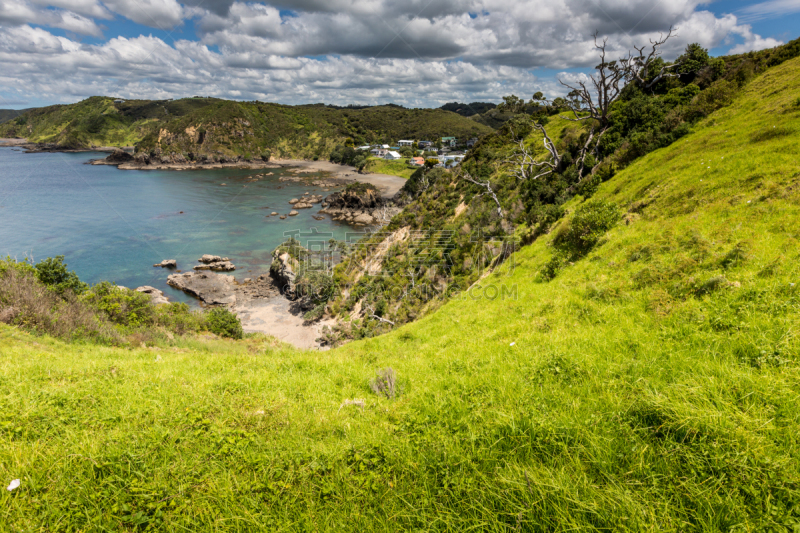 派希亚镇,bay of islands,地形,新西兰,russell,水,天空,水平画幅,山,沙子
