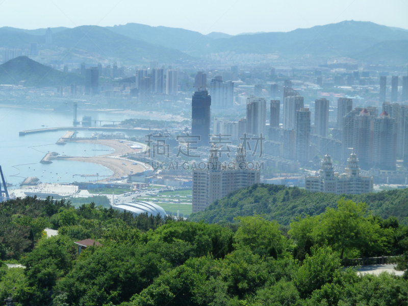 大连,城市,水平画幅,无人,辽宁省,户外,都市风景,现代,海滩,绿色