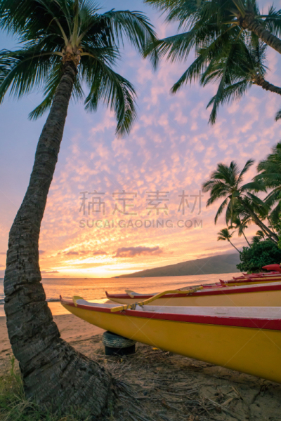 毛伊岛,夏威夷,太平洋岛屿,云景,独木舟,垂直画幅,桨叉架船,云,图像,海洋