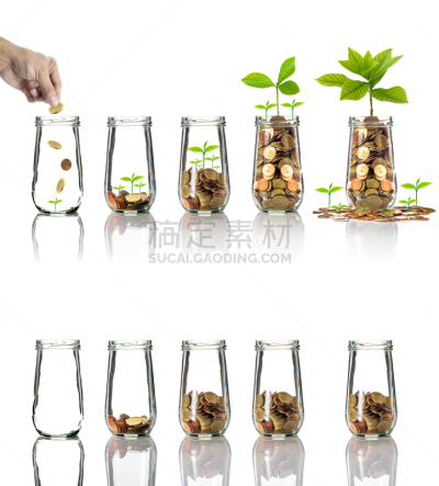 瓶子,商务,黄金,概念,种子,金融,白色背景,投资,生长