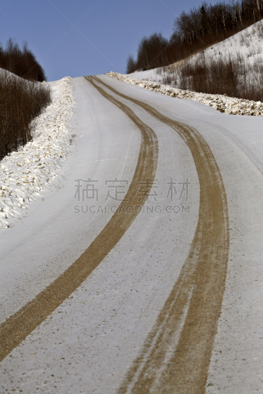 冬天,筏道,萨斯喀彻温省,轮胎印,垂直画幅,风景,图像,雪,加拿大,无人