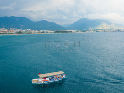 海洋,船,土耳其,安塔利亚省,艺术,水平画幅,云,无人,蓝色,方向