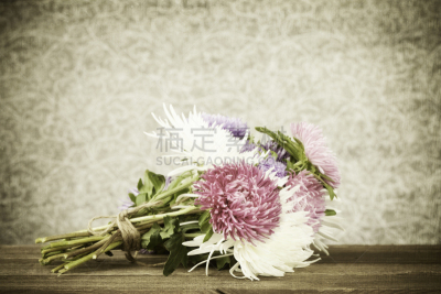 乡村风格,花束,醉蝶花,留白,水平画幅,纹理效果,风化的,无人,古老的,紫苑