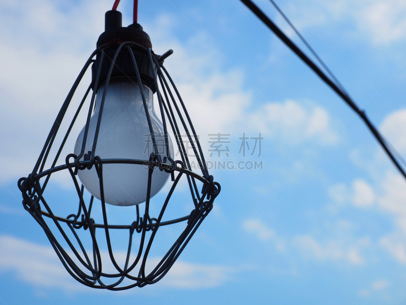 电灯泡,户外,电缆,天空,灵感,古董,水平画幅,笼子,无人,符号