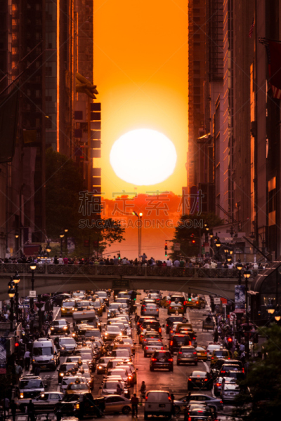 纽约,曼哈顿悬日,垂直画幅,交通,夏天,户外,非凡的,都市风景,名声,著名景点