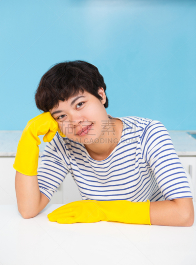 家庭妇女,修改系列,卫生棉,清洁手套,女佣,模式化形象,垂直画幅,休闲活动,高视角,周末活动