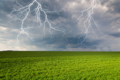 雷雨,草地,天空,暴风雨,气候,水平画幅,能源,无人,夏天,户外