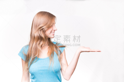 女人,手掌,青少年,t恤,袖子,青年人,白色,运动,衬衫