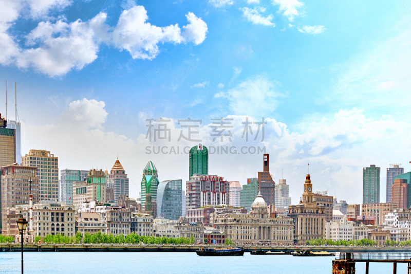 滨水,都市风景,上海,外滩,自然美,水,天空,水平画幅,海港,曙暮光