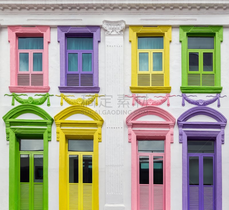 wooden vintage colour window and doors