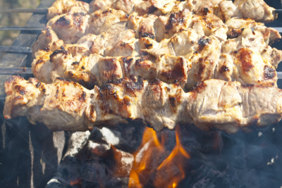 羊肉串,炊具,格子烤肉,水平画幅,无人,生食,夏天,肉,烤串,烤的