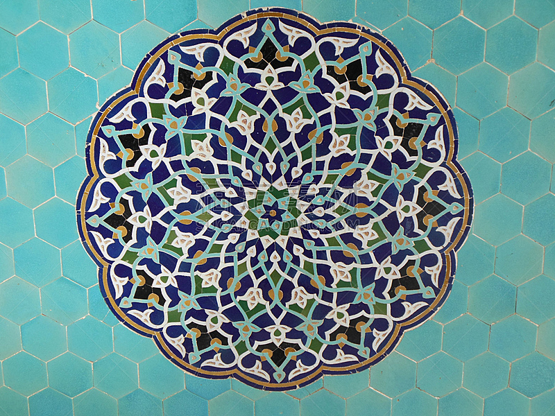 瓷砖,清真寺,式样,蓝色,多色的,传统,伊朗,古董,几何学,阿拉伯风格