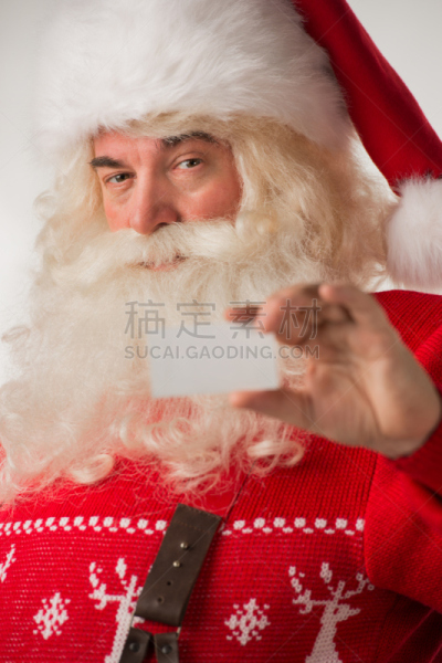 圣诞老人,空白的,幸福,注视镜头,名片,事件,贺卡,仅男人,肖像,仅一个男人