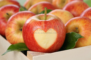 苹果,心型,主题,水平画幅,水果,夏天,盒子,食品,健康食物,爱