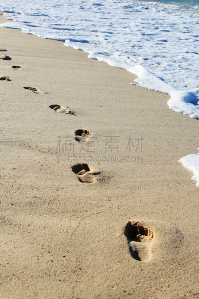 沙子,脚印,勃朗特海滩,潮汐,垂直画幅,水,天空,美,无人,夏天