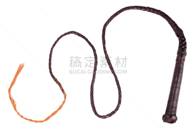 鞭子,牛鞭,褐色,水平画幅,无人,古老的,白色背景,皮革,背景分离,一个物体