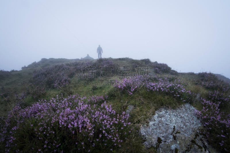 英格兰,山,雾,徒步旅行,在上面,兰带尔,林莫尔费尔山,怪异,英格兰湖区,坎布里亚