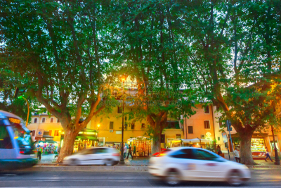罗马,街道,特拉斯泰韦雷,出租车,外立面,水平画幅,夜晚,曙暮光,旅行者,夏天