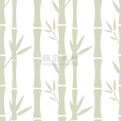 Seamless pattern with silhouettes bamboo trees and leafs