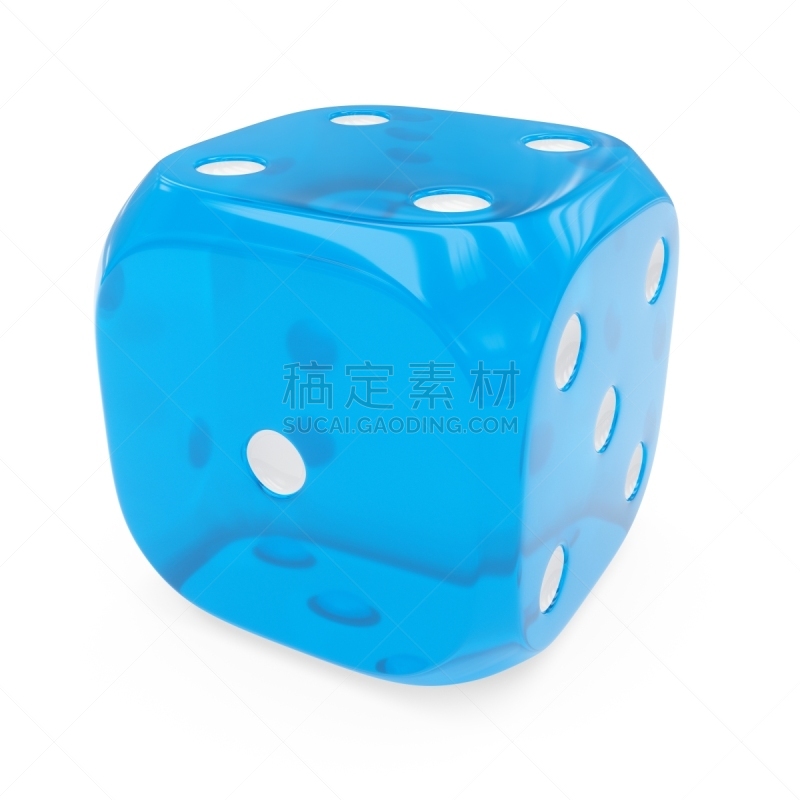 骰子,三维图形,蓝色玻璃,白色背景,分离着色,赌桌,数字6,赌场,休闲活动,进行中