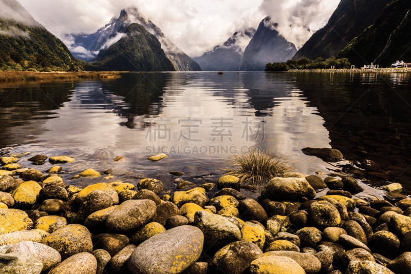 新西兰,地形,米佛峡湾,水,天空,水平画幅,雪,噪声,户外,白人