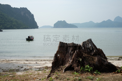 泰国,山,洛姆,巴蜀,渔船,田径赛,自然,旅游目的地,水平画幅,无人