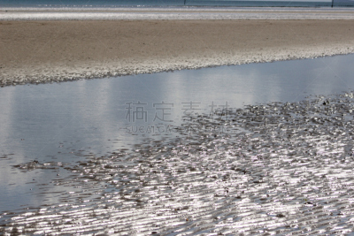 斯特兰德,诺曼底,海滩,水平画幅,无人,大西洋,奥马哈海滩,风景,退潮,摄影