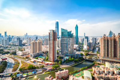 深圳,全景,城市天际线,天空,水平画幅,无人,户外,滨水,都市风景,现代