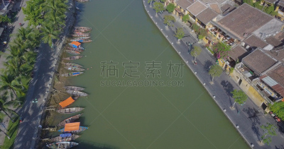 古城,远古的,城镇,全景,会安,航拍视角,灯笼,世界遗产,交通,复古风格
