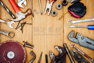 木制,设备用品,背景聚焦,留白,水平画幅,钻孔机,司机,组物体,铁,金属