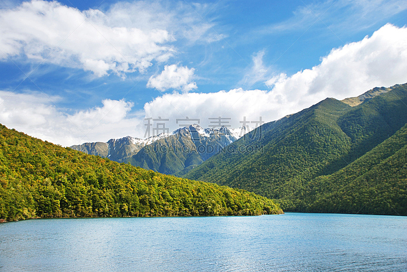 湖,新西兰,自然,水,水平画幅,绿色,地形,山,无人,户外