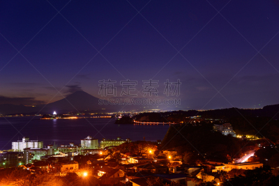 山,富士山,黄昏,美,城镇景观,水平画幅,无人,曙暮光,户外,著名自然景观