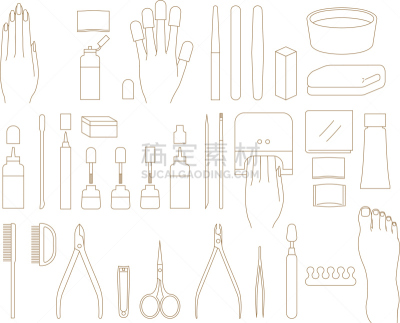 美容用具,工具,分趾器,冰球棒,取钉器,趾甲,指甲刷,手术剪刀,化妆棉球,指甲钳